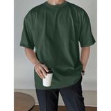 Punix Büyük Beden Özel Seri Baskısız Düz Renk Oversize %100 Pamuk Battal Erkek T-Shırt - Yeşil - 10XL