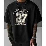 Punix Büyük Beden Özel Seri Chicago 27 Baskılı Ultra Rahat %100 Pamuk Oversize Battal Erkek T-Shirt - Siyah - XS