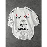 Punix Büyük Beden Özel Seri Chıcago 93 Baskılı %100 Pamuk Oversize Erkek Spor Battal T-Shirt - Beyaz - 6XL