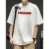 Punix Büyük Beden Özel Seri Freedoom Baskılı Oversize %100 Pamuk Hip Hop Erkek T-Shirt - Beyaz - 2XL