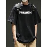 Punix Büyük Beden Özel Seri Freedoom Baskılı Oversize %100 Pamuk Hip Hop Erkek T-Shirt - Siyah - 9XL