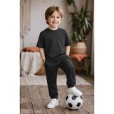 Punix Kids Özel Seri Baskısız Düz Renk %100 Pamuk Kısa Kollu Yazlık Erkek Çocuk Şık Eşofman Takımı - 4 Yaş - Siyah