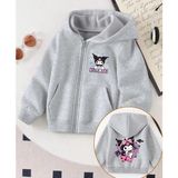 Punix Kids Punıx Kıds Kız Çocuk Kuromi Ön ve Sırt Baskılı Fermuarlı Kapüşonlu Kışlık Sweatshırt - Gri - 2 Yaş