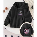 Punix Kids Punıx Kıds Kız Çocuk Kuromi Ön ve Sırt Baskılı Fermuarlı Kapüşonlu Kışlık Sweatshırt - Siyah - 2 Yaş