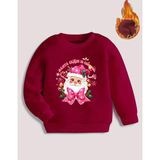 Punix Kids Punıx Kıds Meryy Christmas Serisi Yuvarlak Yaka Noel Baba Baskılı %100 Pamuk Kız Çocuk Sweatshırt - Bordo - 9 Yaş