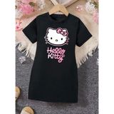Punix Kids Punıx Kids Özel Seri Hello Kitty Baskılı %100 Pamuk Yeni Sezon Kısa Kollu Yazlık Kız Çocuk Elbise - 10 Yaş - Siyah