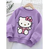 Punix Kids Punıx Kıds Özel Seri Hello Kityy Baskılı Yuvarlak Yaka %100 Pamuk Kız Çocuk Trend Sweatshırt - Lila - 14 Yaş
