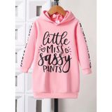 Punix Kids Punıx Kıds Özel Seri Kapüşonlu Lıttle Mıss Baskılı %100 Pamuk Kışlık Kız Çocuk Spor Hoodie Elbise - 1 Yaş - Pudra