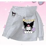 Punix Kids Punıx Kıds Özel Seri Kuromi Sırt ve Ön Baskılı Fermuarlı Kapüşonlu Kışlık Kız Çocuk Sweatshırt - Gri - 3 Yaş