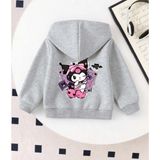 Punix Kids Punıx Kıds Özel Tasarım Kuromi Sırt Baskılı Kapüşonlu Kışlık Kız Çocuk Sweatshırt - Gri - 4 Yaş