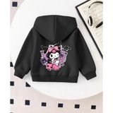 Punix Kids Punıx Kıds Özel Tasarım Kuromi Sırt Baskılı Kapüşonlu Kışlık Kız Çocuk Sweatshırt - Siyah - 6 Yaş