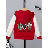Punix Kids Punıx Kıds Özel Tasarım Peace Love Coffee Sırt Baskılı Kapüşonlu Oversize Kız Çocuk Sweatshırt - Kırmızı - 2 Yaş