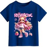 Punix Kids Punıx Kıds Roblox Baskılı %100 Pamuk Ter Tutmayan Yazlık Kız Çocuk T-Shırt - Lacivert - 11 Yaş