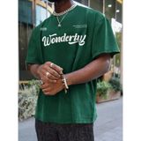 Punix Özel Seri Büyük Beden Wonderful Baskılı %100 Pamuk Ter Tutmayan Battal Erkek T-Shirt - Yeşil - 8XL