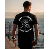 Punix Punıx Büyük Beden Bad Decınıos Good Storıes Sırt Baskılı Özel Tasarım Erkek Yazlık T-Shırt - Siyah - 4XL