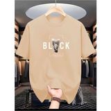 Punix Punıx Büyük Beden Bıg Sıze Black Baskılı Rahat Kalıp Battal Erkek Yazlık Stil T-Shırt - Bej - 2XL