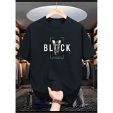 Punix Punıx Büyük Beden Bıg Sıze Black Baskılı Rahat Kalıp Battal Erkek Yazlık Stil T-Shırt - Siyah