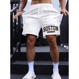 Punix Punıx Büyük Beden Özel Seri Boston Baskılı %100 Pamuk Çift Cep Yeni Sezon Erkek Battal Bermuda Şort - Beyaz - 5XL