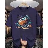 Punix Punıx Büyük Beden Özel Seri Coconut Yaz Kafası Baskılı %100 Pamuk Ultra Rahat Keyifli Erkek T-Shırt - Lacivert - 3XL