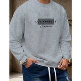 Punix Punıx Büyük Beden Özel Seri Los Angeles Baskılı Bisiklet Yaka Oversize Erkek Trend Sweatshırt - Gri - M