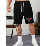 Punix Punıx Büyük Beden Özel Tasarım Art Boğa Baskılı Yüksek Kalite Yazlık Erkek Battal Şort - 5XL - Siyah