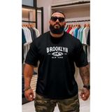 Punix Punıx Büyük Beden Özel Tasarım Brooklyn Göğüs Baskılı Yeni Sezon Erkek Battal Yazlık T-Shırt - Siyah - XL