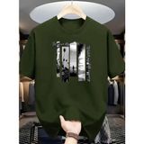 Punix Punıx Büyük Beden Özel Tasarım In Your Bıg World Baskılı Yeni Sezon Yazlık Erkek T-Shırt - Yeşil - 7XL