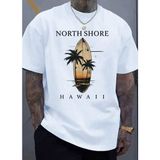 Punix Punıx Büyük Beden Özel Tasarım North Shore Hawaıı Baskılı Yeni Sezon Yazlık Erkek Tarzt-Shırt - Beyaz - 6XL