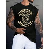 Punix Punıx Büyük Beden Özel Tasarım Sons Of Anarchy Baskılı Kolsuz Erkek Yeni Sezon Battal T-Shırt - Siyah - 16 Yaş