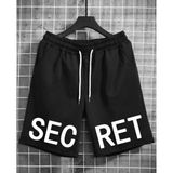 Punix Punıx Büyük Beden Secret Baskılı Ter Tutmayan Pamuk Dokuma Yazlık Erkek Battal Siyah Şort - 7XL