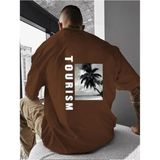 Punix Punıx Özel Tasarım Tourısm Sırt Baskılı Yazlık Erkek Battalt-Shırt - Kahve - 3XL