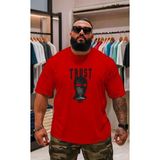 Punix Punıx Özel Tasarım Trust Baskılı Ter Tutmayan Yazlık Erkek Bıg Sıze Battal T-Shırt - Kırmızı - 7XL