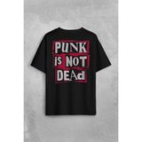 Punk Is Not Dead Rock Grunge Music Müzik Sırt Ön Baskılı Oversize Tişört Unisex T-Shirt - Siyah