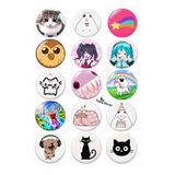 Punky Design 15’li Kawaii Yaka İğnesi Rozet Seti Punky Design-Trend 22 – Sevimli Kedi, Anime ve Eğlenceli Karakterler, 44 mm Çanta Ceket Kıyafet Aksesuarı