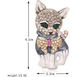 Punky Design Sevimli Taşlı Vip Kedi Broş-brs-125