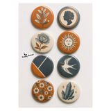 Punky Store 8’li Set-1 Vintage Bohem Tasarım Rozet 44 mm PVC Kaplı Çanta Ceket Yaka Aksesuarı