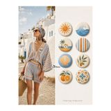 Punky Store 8'li Set 15 Yaz Temalı Rozet Seti Güneş Dalga Deniz Portakal Akdeniz Temalı