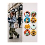Punky Store 8'li Set-8 | Kedi Temalı Rozet Seti Sevimli Renkli Cat Desenli Kawaii Broş Pin