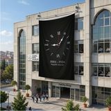 Punto Dizayn 10 Kasım Unutmayacağız Sonsuz Saat Temalı Anma Bayrağı Poster Bayrak Raşel Kumaş 6x9 Metre ATA76