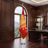 Punto Dizayn 57. Alay Sancağı Direkli - Altın Saçaklı Saten Makam Bayrağı Seti (Krom Direk)