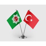 Punto Dizayn Abdülmecid Efendi Kişisel Hilafet ve Türk Bayrağı Ikili Saten Masa Bayrağı Takımı