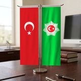 Punto Dizayn Abdülmecid Efendi Nin Kişisel Hilafet Bayrağı ve Türk Bayrağı Kırlangıç T Tipi Masa Bayrak Takımı