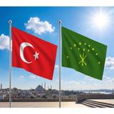 Punto Dizayn Adige Çerkes Cumhuriyeti Bayrağı ve Alpaka Kumaş Türk Bayrağı 2'li Set 70X105CM