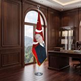Punto Dizayn Alpaslan Türkeş Üç Hial Kırmızı Direkli - Altın Saçaklı Saten Makam Bayrağı Seti (Krom Direk)