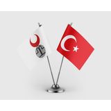 Punto Dizayn Altınordu Devleti ve Türk Bayrağı Ikili Saten Masa Bayrağı Takımı