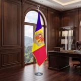 Punto Dizayn Andorra Direkli - Altın Saçaklı Saten Makam Bayrağı Seti (Krom Direk)