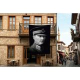 Punto Dizayn Askeri Kıyafeti ile Mustafa Kemal Atatürk Poster Bayrak Premium Raşel Kumaş 300X450CM ATA44