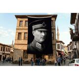 Punto Dizayn Askeri Kıyafeti ile Mustafa Kemal Atatürk Poster Bayrak Premium Raşel Kumaş ATA44