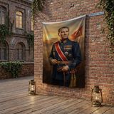Punto Dizayn Askeri Üniformalı Atatürk Portresi Poster Bayrak Raşel Kumaş 100X150 cm ATA75