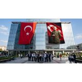 Punto Dizayn Askeri Üniformalı Başkomutan Mustafa Kemal Atatütk ve Türk Bayrağı Bayrak ve Türk Bayrağı Premium Raşel Kumaş 2'li Set 10X15 Metre ATA82